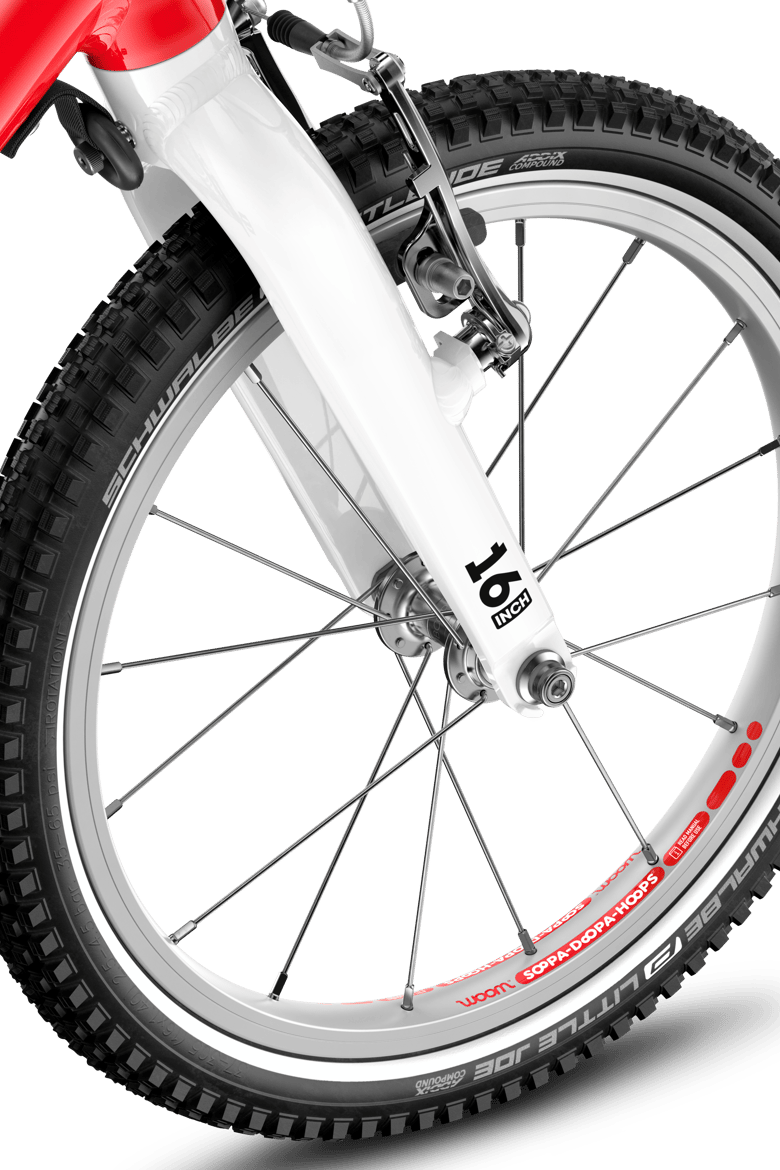 ABC markings for adjusting the handlebars/saddle on the woom GO 3 children's bike