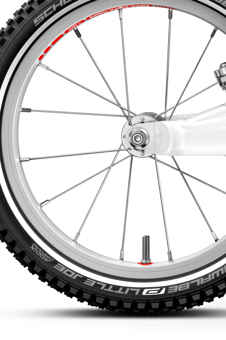 Front 14″ wheel on the woom GO 1 PLUS balance bike