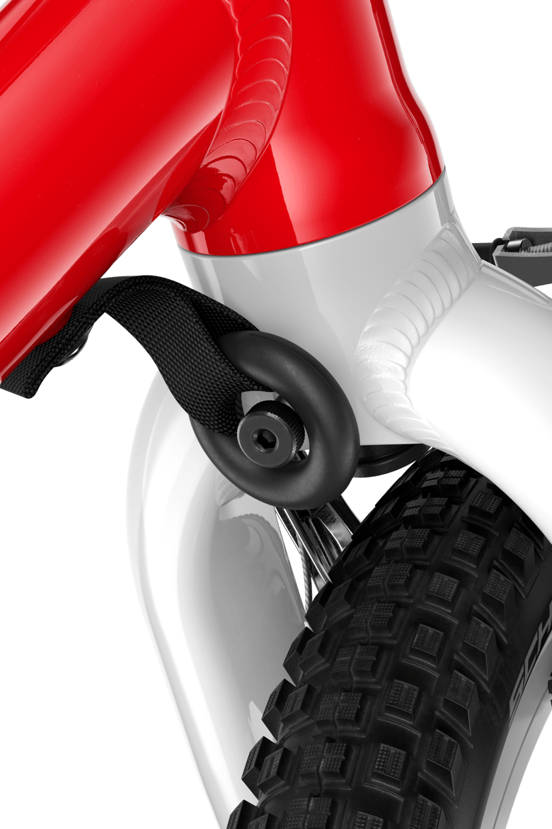 Detailed view of the steering limiter on the woom GO 1 PLUS balance bike