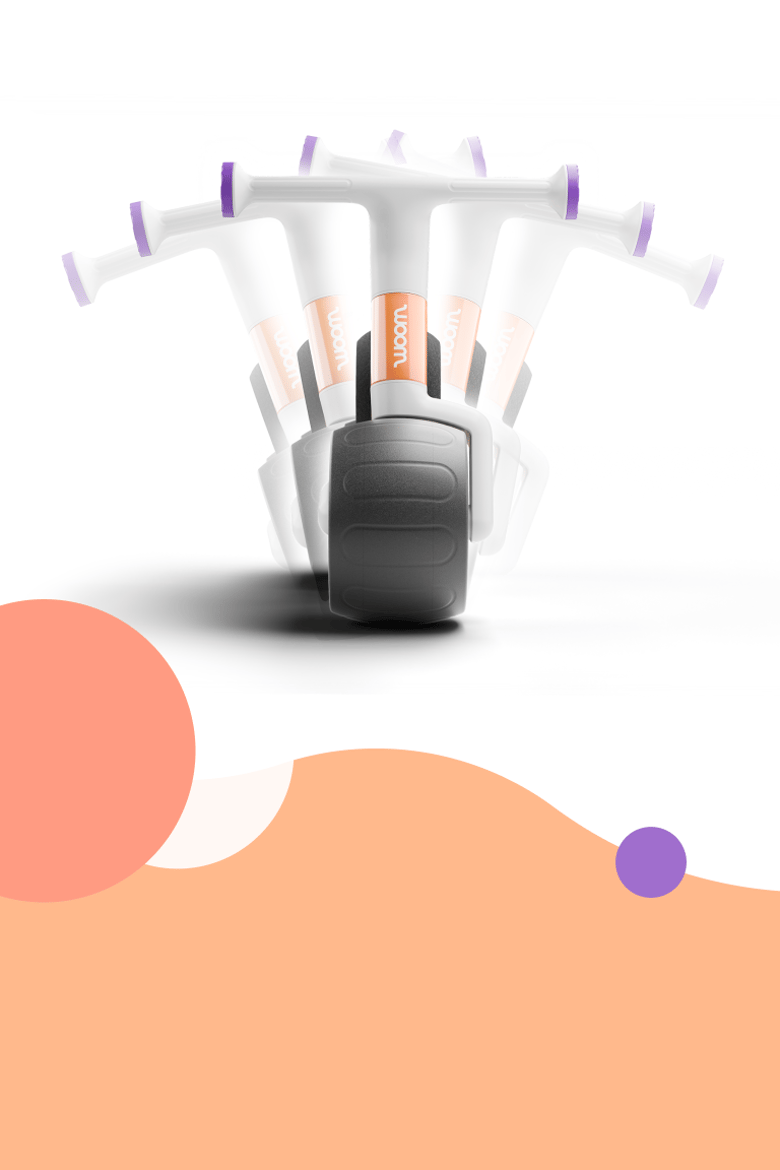 Bild framifrån av woom WOW, visar hur balanscykeln är självstabiliserande och rätar upp sig själv