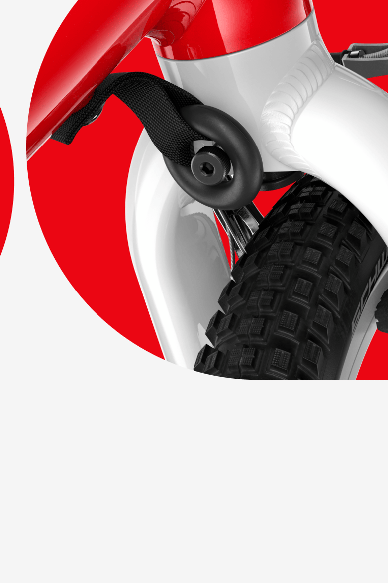 Detail van de stuurbegrenzer op de woom GO 3 kinderfiets.