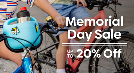 Kids running on their bike for Memorial Day Sale, up to 20% off