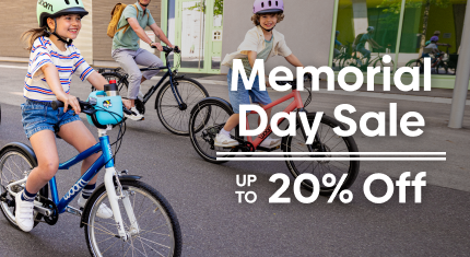 Kids running on their bike for Memorial Day Sale, up to 20% off
