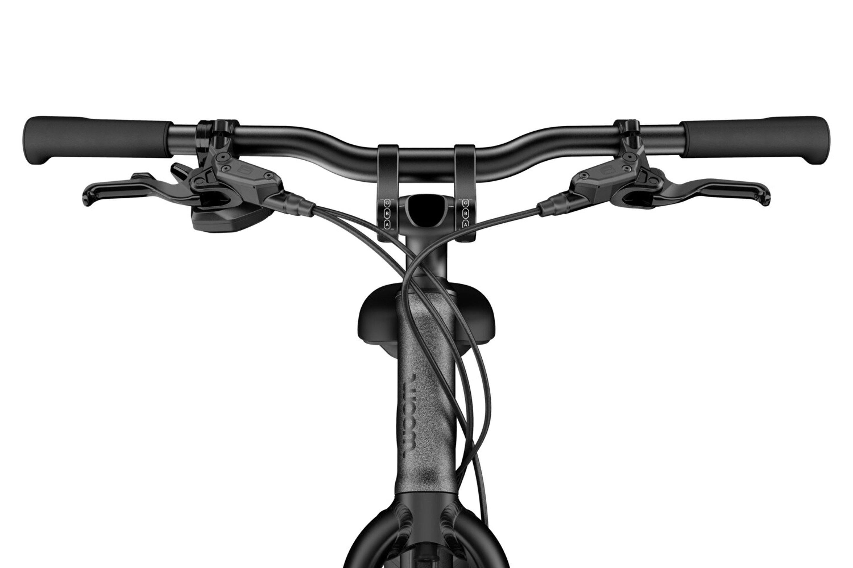 Detailansicht des schwarzen Lenkers am woom EXPLORE e 6.