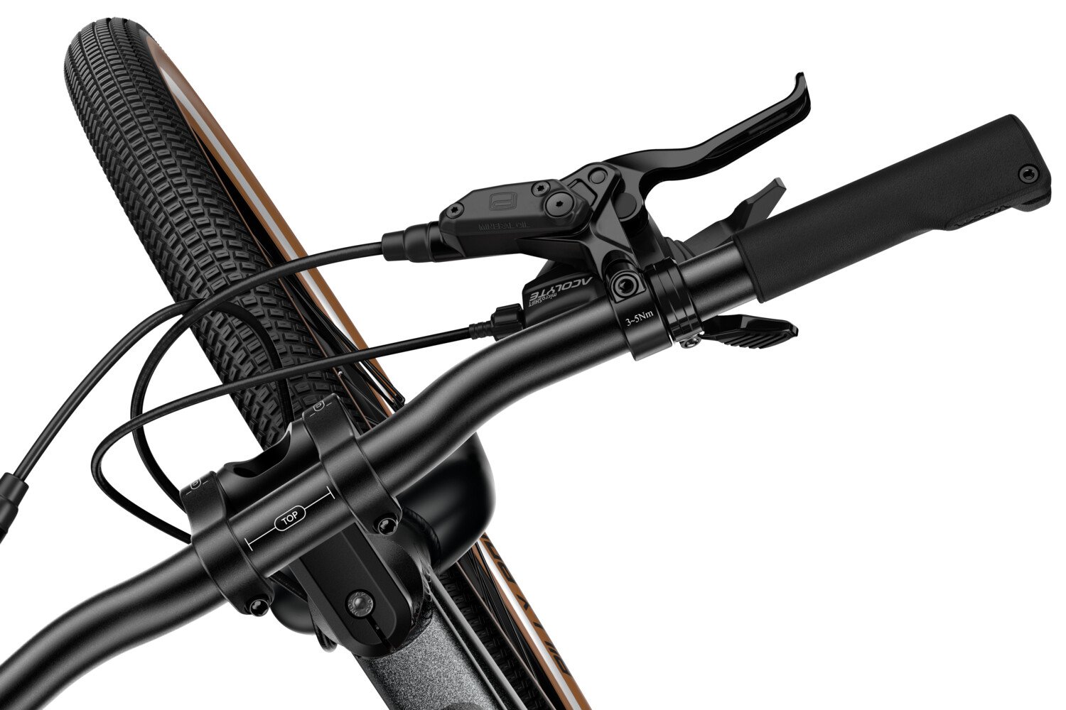 Rechter Griff am woom EXPLORE e mit Schalthebel aus der Vogelperspektive.