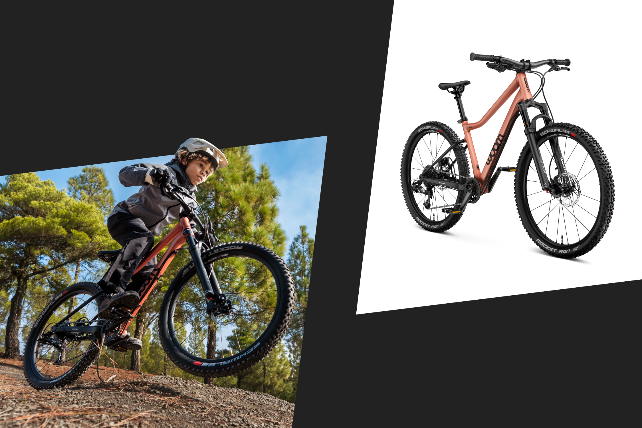 Child wearing a helmet and riding an OFF Bike in Copper color