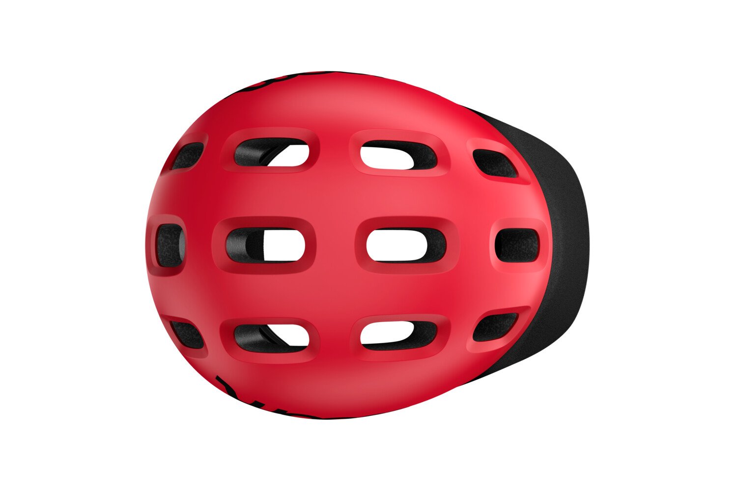 Bird's-eye view of the READY Kids' Helmet with the ventilation holes and black visor