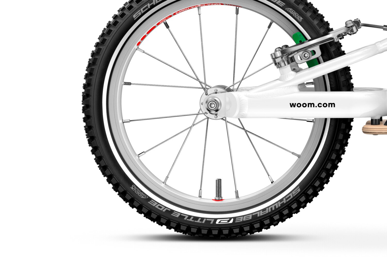 Front 14″ wheel on the woom GO 1 PLUS balance bike