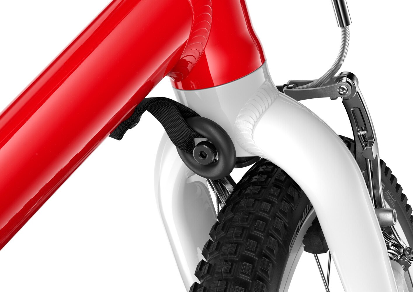 Detailed view of the steering limiter on the woom GO 1 PLUS balance bike