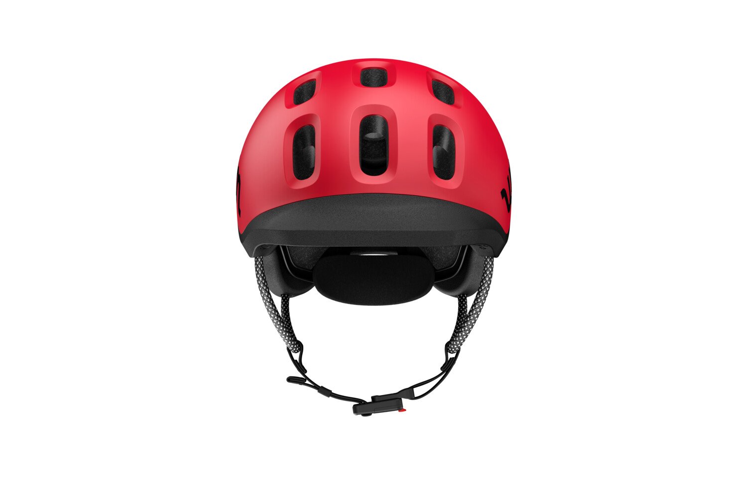 Front view of the READY Kids' Helmet with the black protective visor and padding