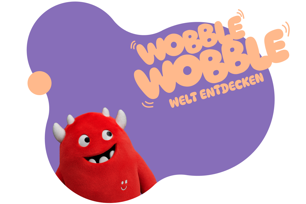 Wobble Wobble – welt entdecken. Kleines rotes Buddy-Monster Kuscheltier.