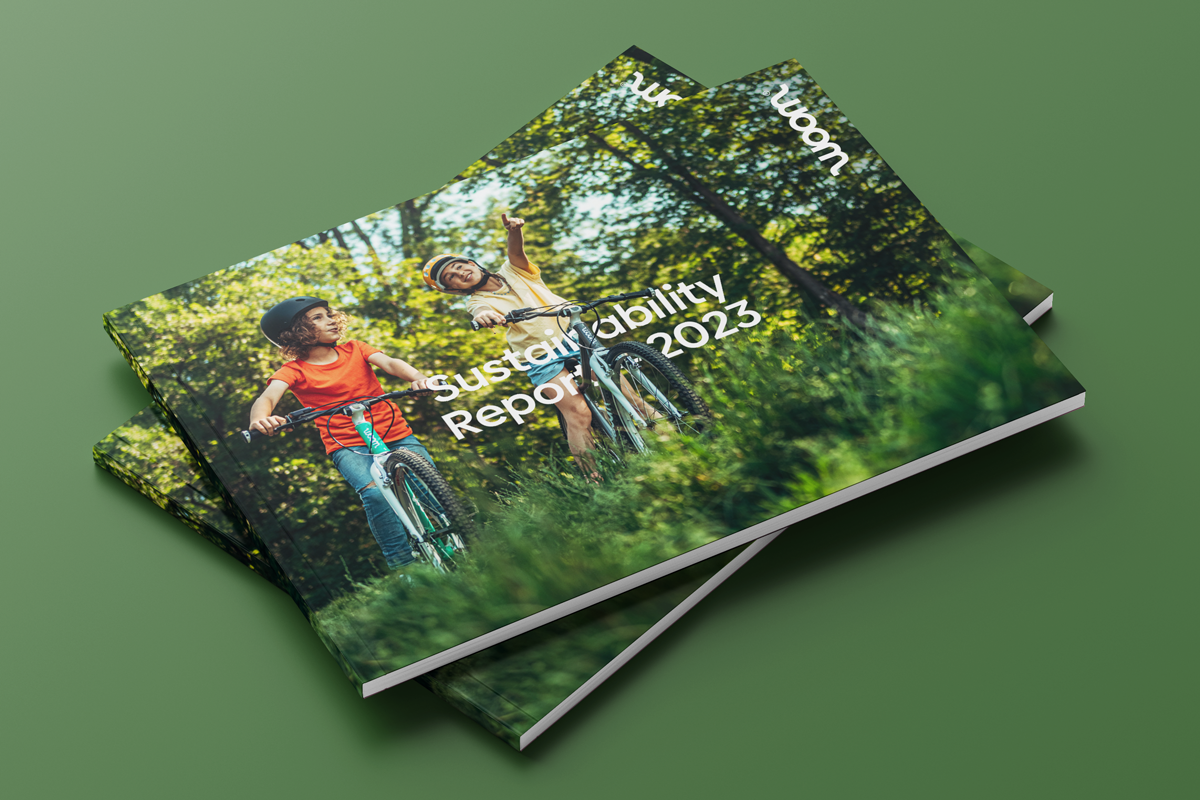 Cover of the woom Sustainability Report 2023