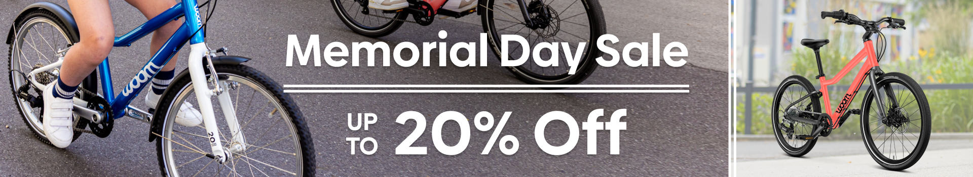 Kids running on their bike for Memorial Day Sale, up to 20% off