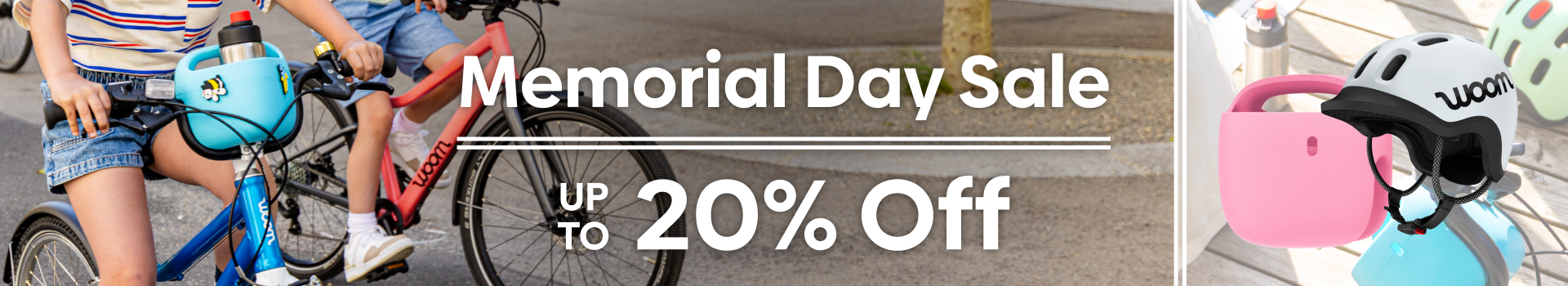 Kids running on their bike for Memorial Day Sale, up to 20% off