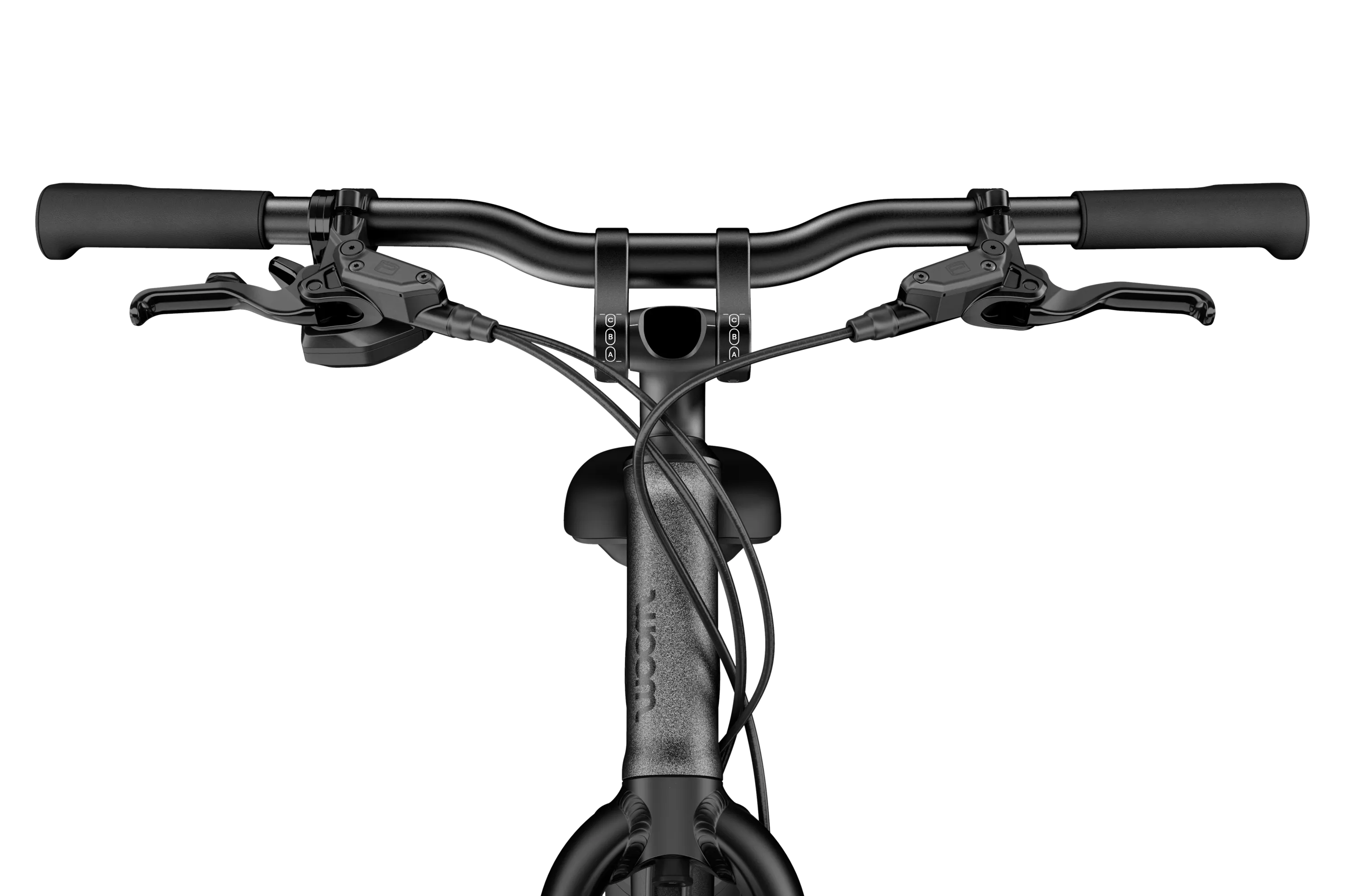 Detailansicht des schwarzen Lenkers am woom EXPLORE e 6.